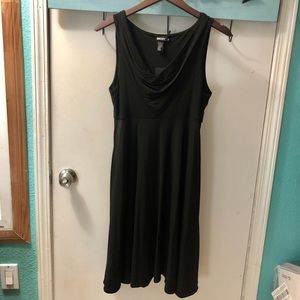 NWT DKNY black cowl neck mid length cocktail dress